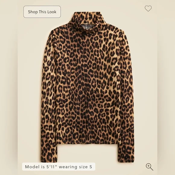 J Crew J Crew New feather jersey turtleneck in leopard print, size L. Worn once. - Picture 7 of 7